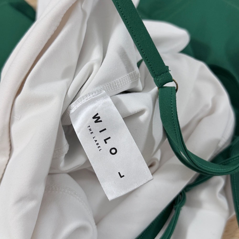 WILO Women's Built-in Compression Shorts Tennis Mini Dress Large Green White - Picture 7 of 8